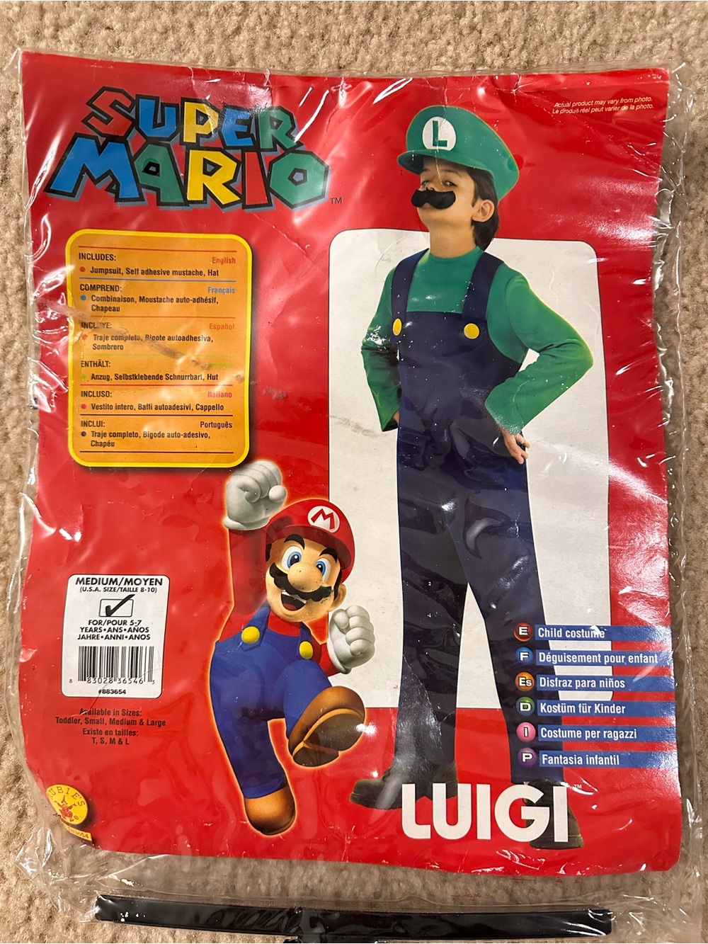 Nintendo Luigi Costume - Green and Dark Blue with Yellow Buttons